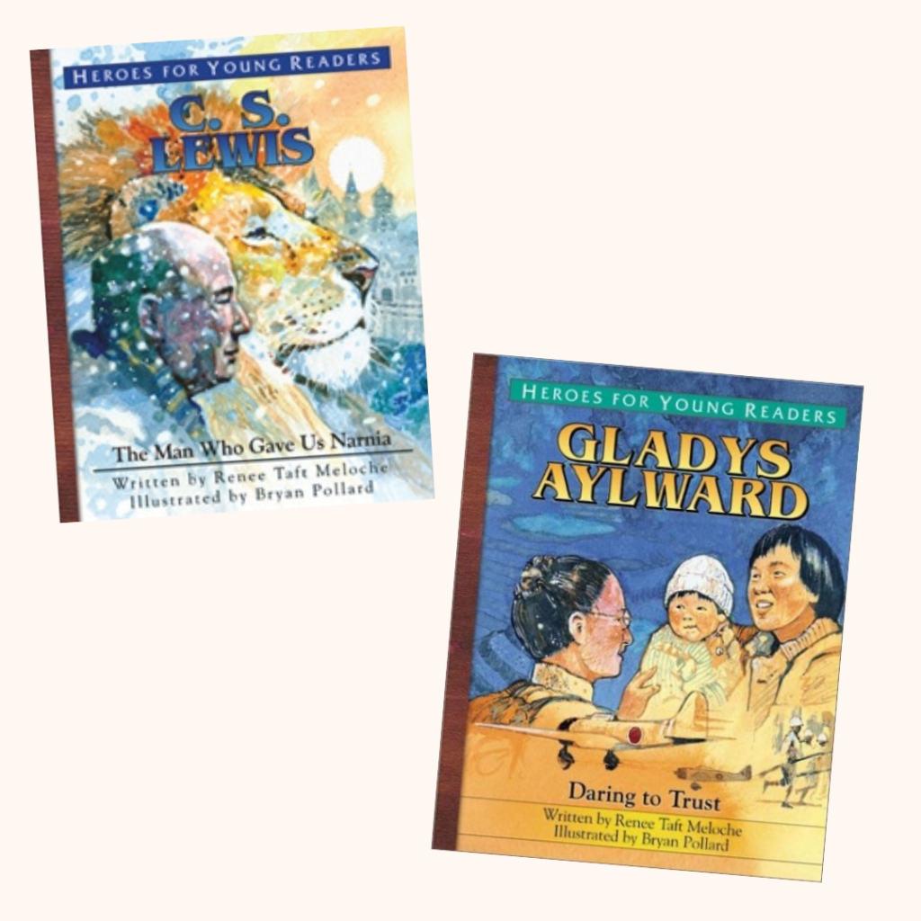 The front cover of two books, one on C.S. Lewis and the other on Gladys Aylward.